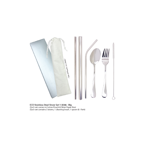 6 in 1 Stainless Steel Cutlery & Straw Set