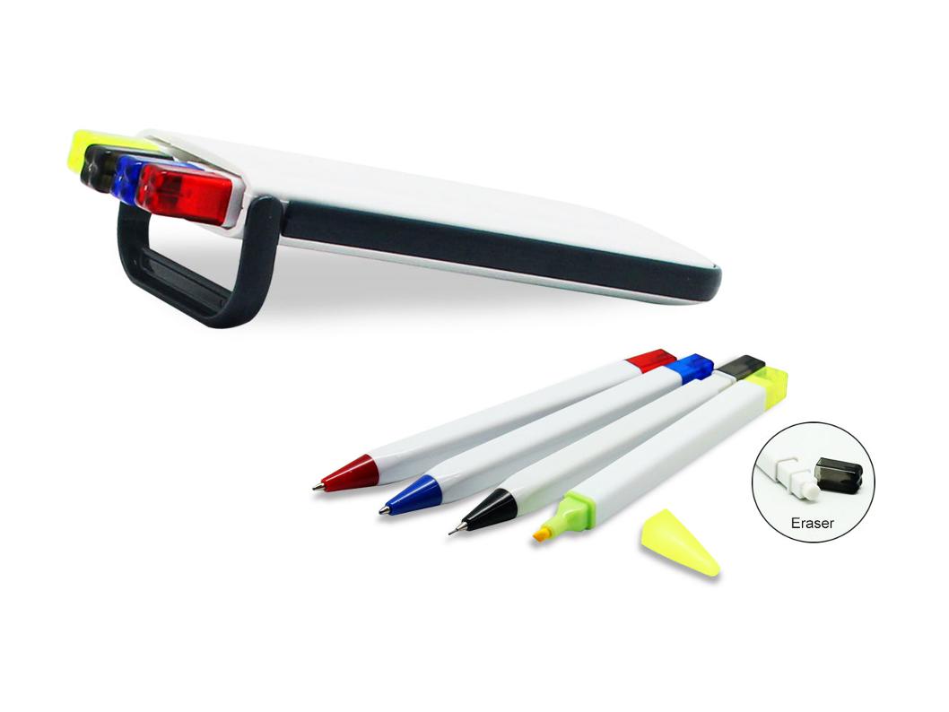 PAL - 5 in 1 Pens, Mechanical Pencil, Eraser & Highlighter Set