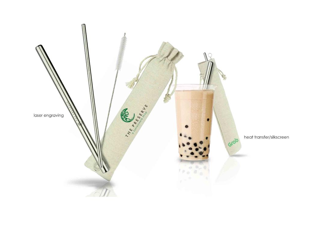 RAW -Straw Set with Jute-Cotton Pouch