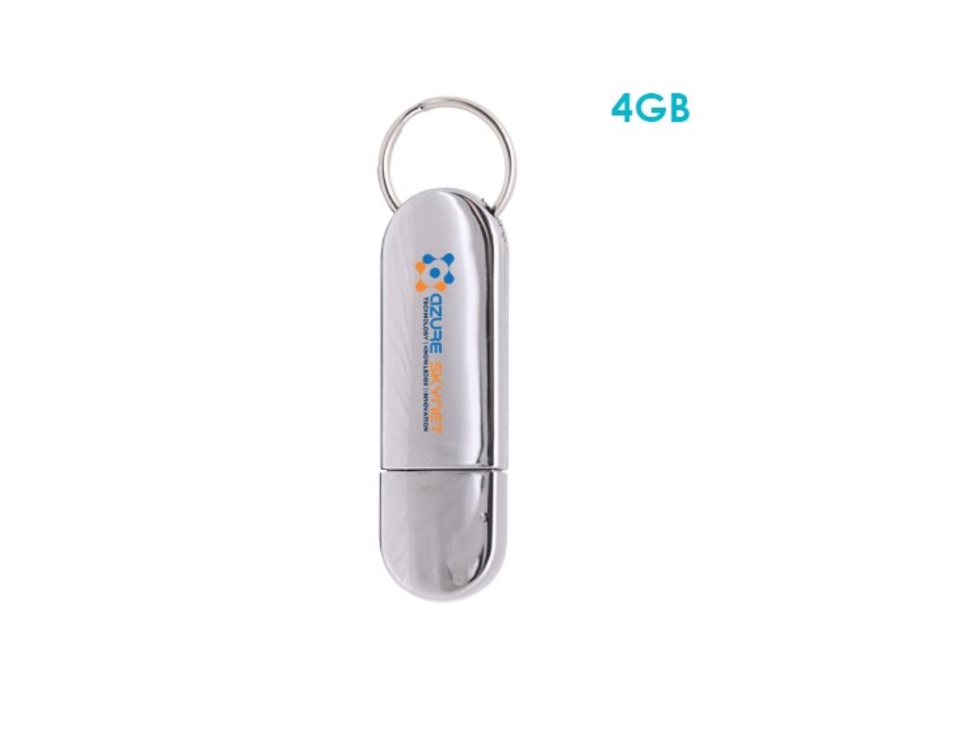 Metallic USB Flash Drive with Key Chain - 4GB