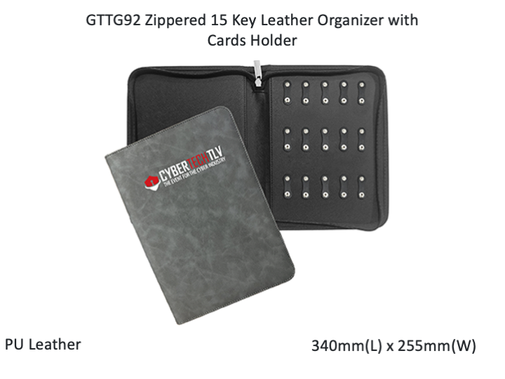 Zippered 15 Key Leather Organizer with Cards Holder