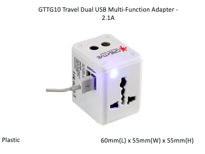 Travel Dual USB Multi-Function Adapter - 2.1A